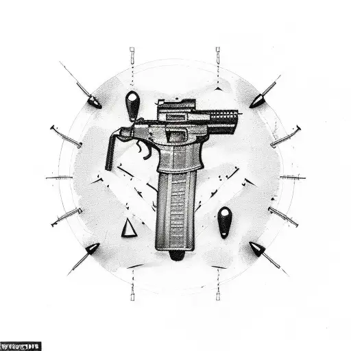 A sketch-style tattoo of a shooting range with bullet holes forming the shape of Slovakia tattoo design idea