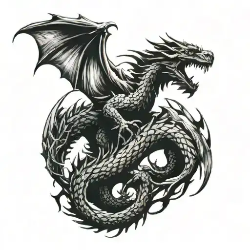 tattoo of the three dragons from game of thrones, simple and in black, medium for the outer face of the arm tattoo design idea