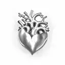 heart featuring names Darcy and Thomas tattoo design idea