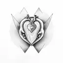 heart featuring names Darcy and Thomas tattoo design idea