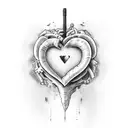 heart featuring names Darcy and Thomas tattoo design idea