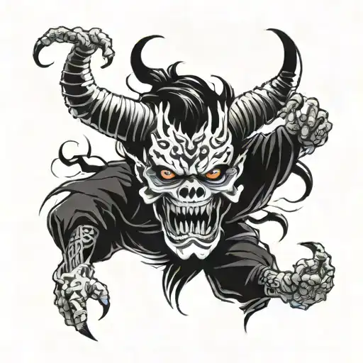Demon with a skull instead of a face tattoo design idea