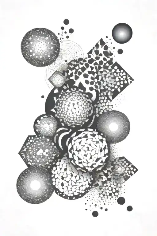 abstract organic and geometric shapes forming tattoo design idea