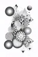 abstract organic and geometric shapes forming tattoo design idea