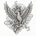 A phoenix rising from the ashes, representing the journey of fighting addiction and starting anew tattoo design idea