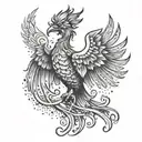 A phoenix rising from the ashes, representing the journey of fighting addiction and starting anew tattoo design idea