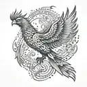 A phoenix rising from the ashes, representing the journey of fighting addiction and starting anew tattoo design idea