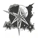 moon with star and thunder lightning tattoo design idea