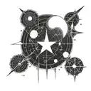 moon with star and thunder lightning tattoo design idea