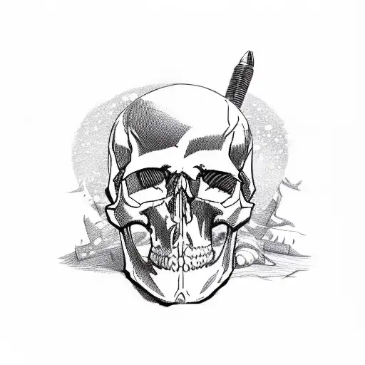 Snowmobile with skull and gun tattoo design idea