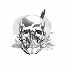 Snowmobile with skull and gun tattoo design idea