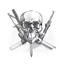 Snowmobile with skull and gun tattoo design idea
