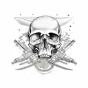 Snowmobile with skull and gun tattoo design idea