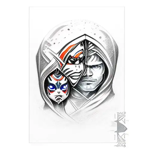 anakin skywalker and Ahsoka face tattoo design idea
