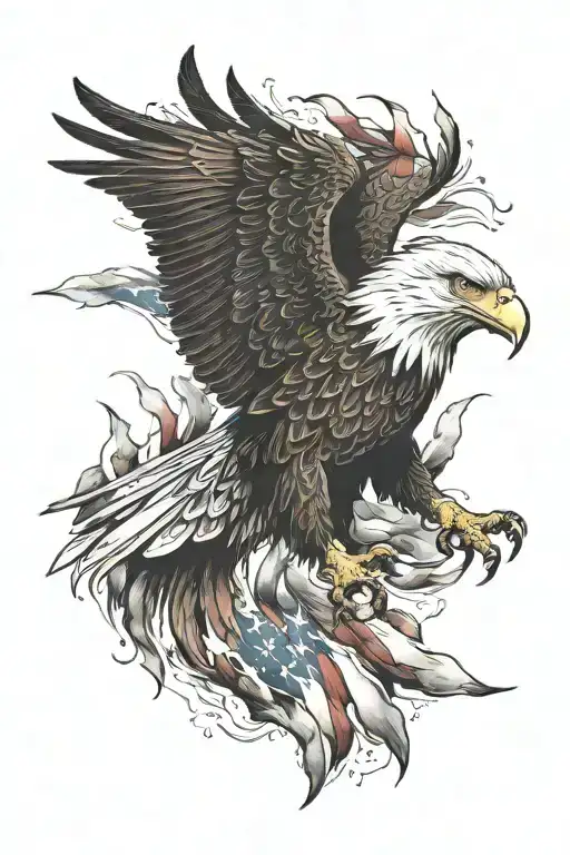Eagle American Flag ripping tattoo design idea