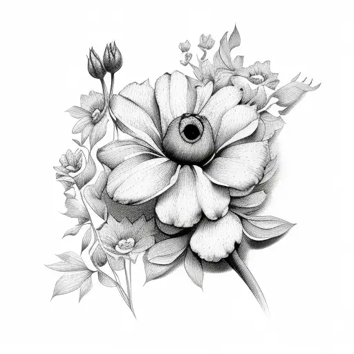 spanish fan with flowers tattoo design idea