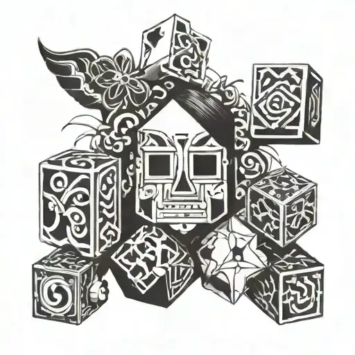 kids blocks body black and white tattoo design idea