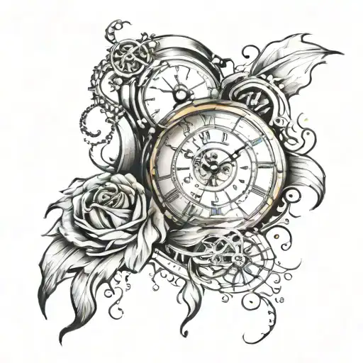 time heals all wounds with clock and eyes with tears tattoo design idea
