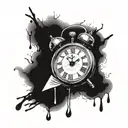 time heals all wounds with clock and eyes with tears tattoo design idea