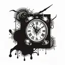 time heals all wounds with clock and eyes with tears tattoo design idea