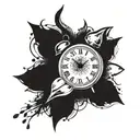 time heals all wounds with clock and eyes with tears tattoo design idea