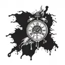 time heals all wounds with clock and eyes with tears tattoo design idea
