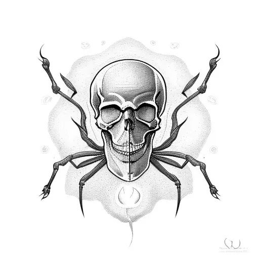 skull wit spider web behind it and a lit candle lighting it up  tattoo design idea