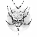 skull wit spider web behind it and a lit candle lighting it up  tattoo design idea