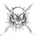 skull wit spider web behind it and a lit candle lighting it up  tattoo design idea