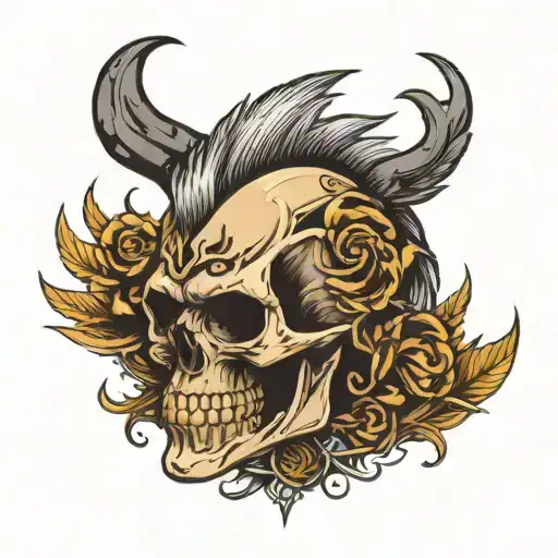 hevy metal skull mohawk tattoo design idea