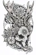 jackalope skull with flowers and mandalas e formas geometricas tattoo design idea