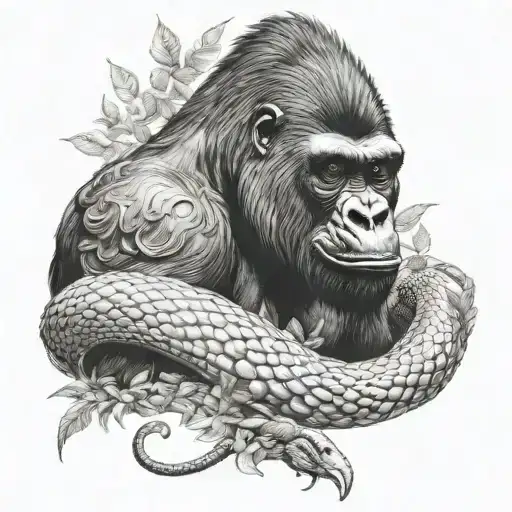 For a whole leg that there is a helephante a gorilla plants an eye of a snake and more animals tattoo design idea