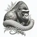 For a whole leg that there is a helephante a gorilla plants an eye of a snake and more animals tattoo design idea
