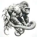 For a whole leg that there is a helephante a gorilla plants an eye of a snake and more animals tattoo design idea