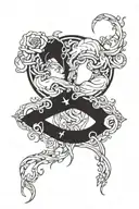 Gemini and cancer zodiac sign intertwined tattoo design idea