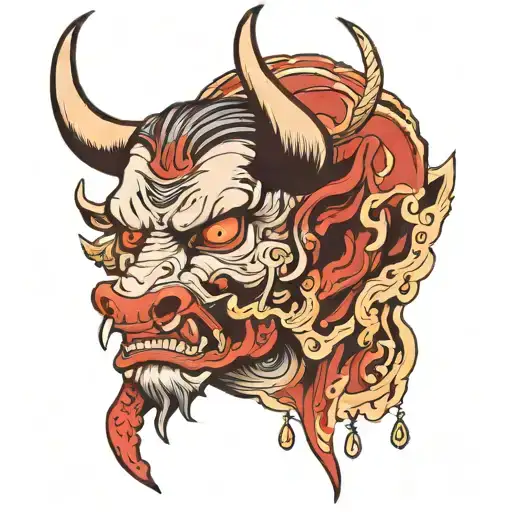 onimask taurus crying blood tears tattoo design idea