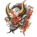 onimask taurus crying blood tears tattoo design idea