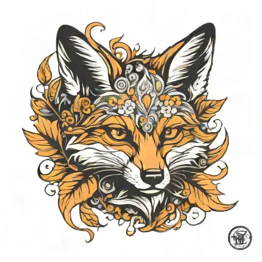 fox curled with wild things tattoo design idea