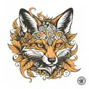 fox curled with wild things tattoo design idea