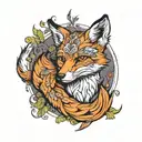 fox curled with wild things tattoo design idea