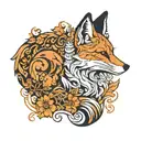 fox curled with wild things tattoo design idea