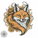 fox curled with wild things tattoo design idea