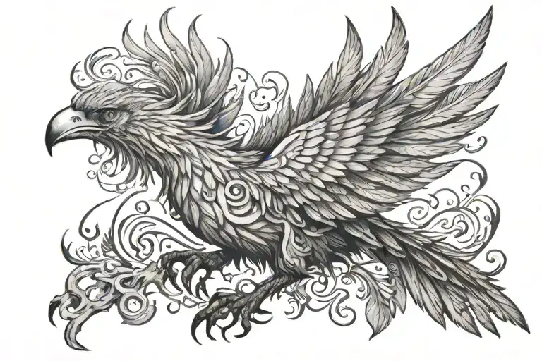 A phoenix bird tattoo on the shoulder from the chest to the side tattoo design idea
