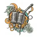 SOUND WAVES AND MIC tattoo design idea