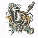 SOUND WAVES AND MIC tattoo design idea