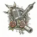 SOUND WAVES AND MIC tattoo design idea