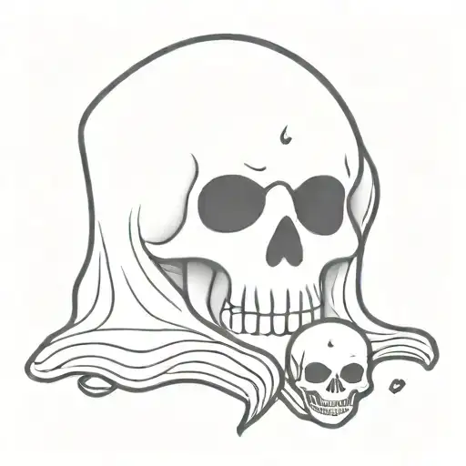 Ghost with skull doodle tattoo design idea