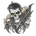 Ghost with skull doodle art design tattoo design idea
