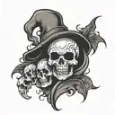 Ghost with skull doodle art design tattoo design idea