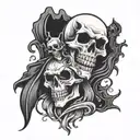 Ghost with skull doodle art design tattoo design idea
